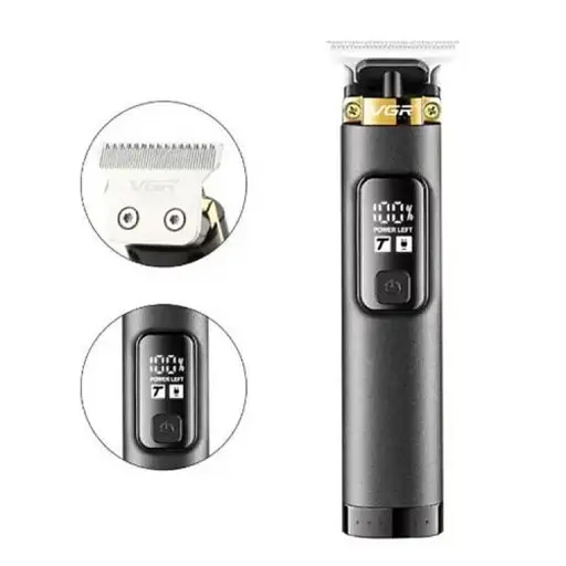 Тример акумуляторний для волосся, бороди та вусів VGR V-985 LCD (4 насадки) Чорний - фото 4