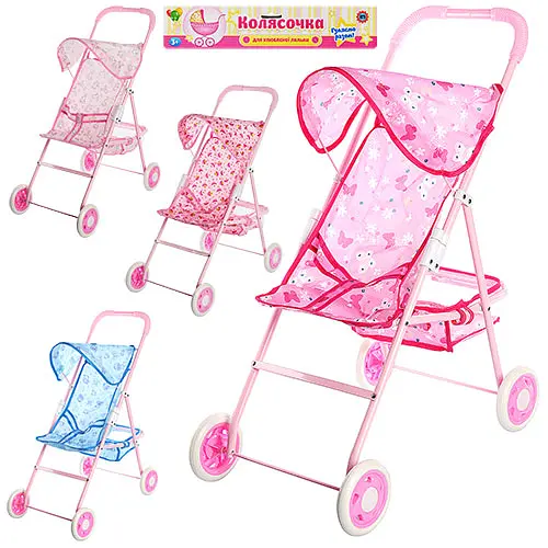 Коляска прогулочная 881 для куклы, корзина, колеса 4  шт, в пакете (6903117537015) Микс - фото 1