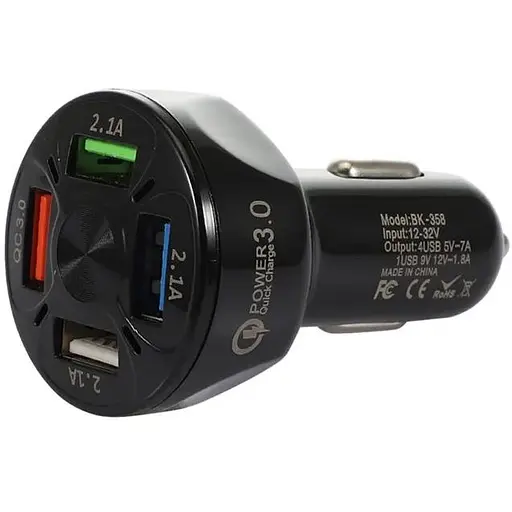 Автомобильное зарядное устройство Qualcomm 4USB Quick Charge 3.0 35W (BK-358) black - фото 2