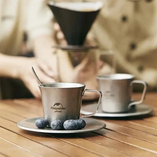 Набір кемпінгового посуду Naturehike NH21SJ001 (кухоль + блюдце + ложка) нержавіюча сталь - фото 2