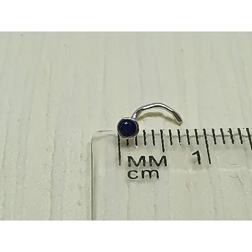 Срібна сережка-пірсинг в ніс Dear. 1023.6С Синій - фото 4