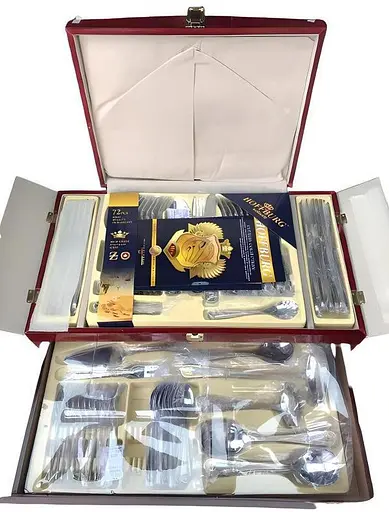 Набор столовых приборов Hoffburg HB-72923-GS Версаче на 12 персон в подарочном чемодане 72 предмета - фото 9