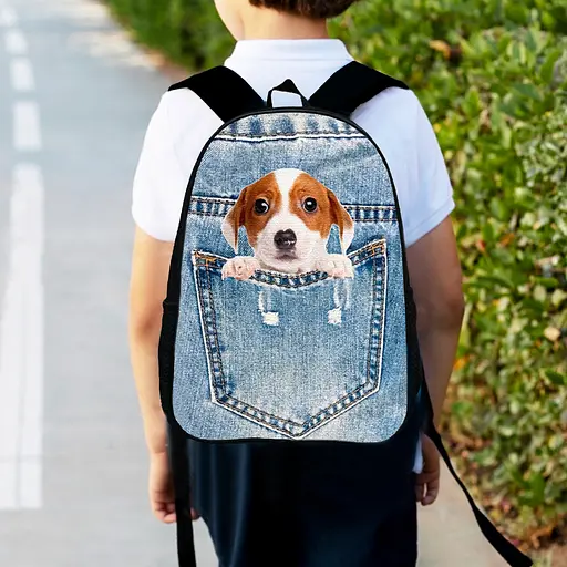 Рюкзак детский с собакой 34х27 см, ранец городской для мальчика, девочки (00476)