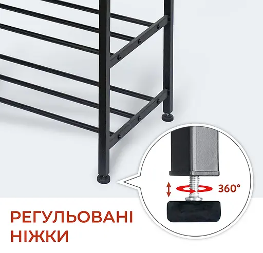 Стойка-вешалка для одежды FABRIKA SOLUTION, в прихожую, со скамейкой и полками для обуви - фото 7