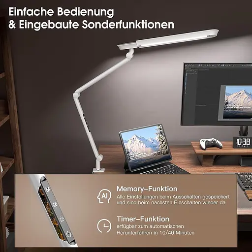 Світлодіодна настільна лампа AmazLit 1100 люмен з поворотним кріпленням, 18 Вт, висока яскравість, захист очей - фото 4