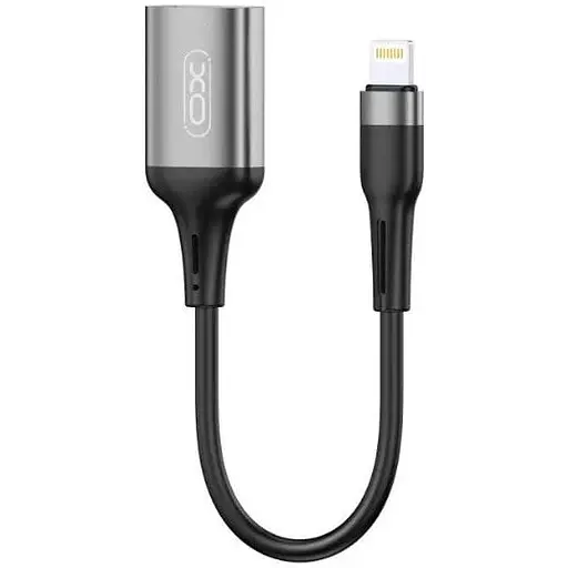 Кабель XO NB201 OTG USB 2.0 transfer speed 480Mbp for Lightning OTG function Чорний - фото 1