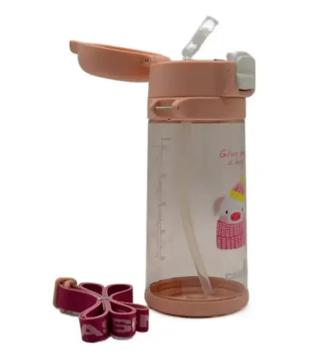 Пляшка для води Casno 690 мл KXN-1219 Рожева (Свинка) з соломинкою (KXN-1219_Pink) - фото 4