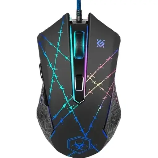 Миша Defender Forced GM-020L чорний USB оптична 1200/1600/2400/3200 dpi 5 програмованих кнопок підсвічування що - фото 1