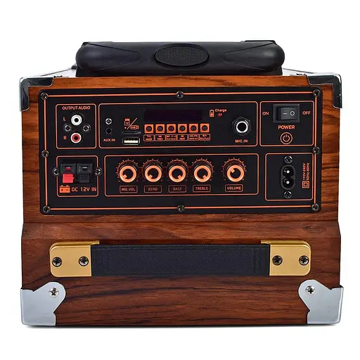 Колонка B-Q8, MP3, FM-станції, мікрофон, Bluetooth 5.0, дерево + пластик, акумулятор, коричневий - фото 4