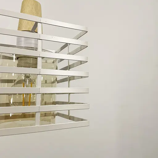 Світильник в стилі Лофт з білим корпусом решіткою та янтарним плафоном Line.F 12391/1 WT+AM - фото 3