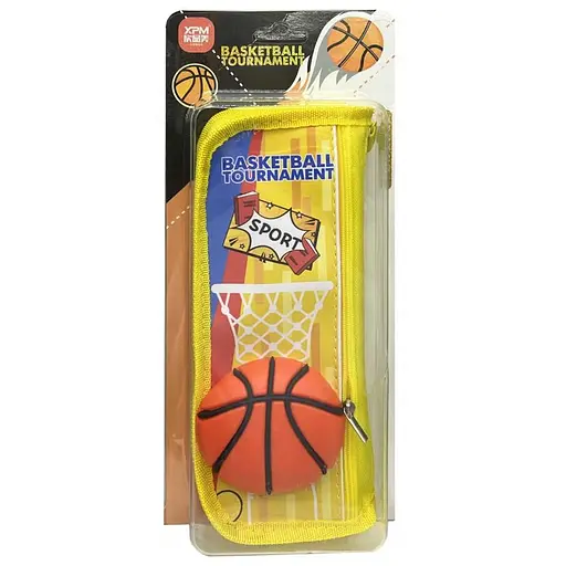 Пенал-косметичка Силиконовый мяч-баскетбол, 2 молнии, 8x24 см (в ассортименте)