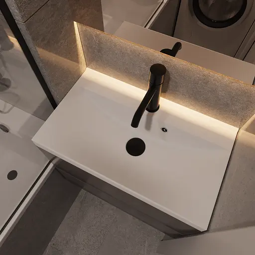 Раковина матовая врезная Amidicon Scif 60 600x350 из литого камня SCIF_60_MAT, Белый матовый - фото 9