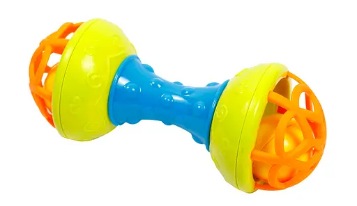 Игрушка-погремушка Lindo Гантеля, зеленый с голубым (Б 347 зел) - фото 1