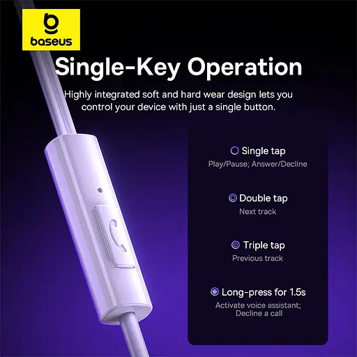 Навушники Baseus Encok HZ11 Wired Earphones Moon White - фото 13