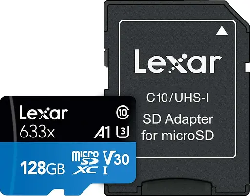 Карта памяти MICRO SDXC LEXAR 128GB UHS-I W/ADAPTER (LSDMI128BB633A) - фото 1
