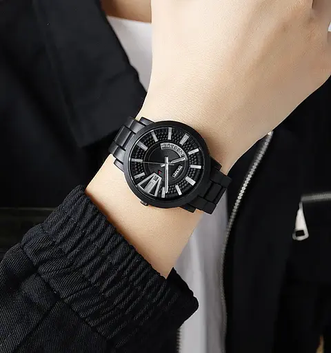 Чоловічий годинник Skmei 1985 на браслеті (Чорний з сріблястим) - фото 6