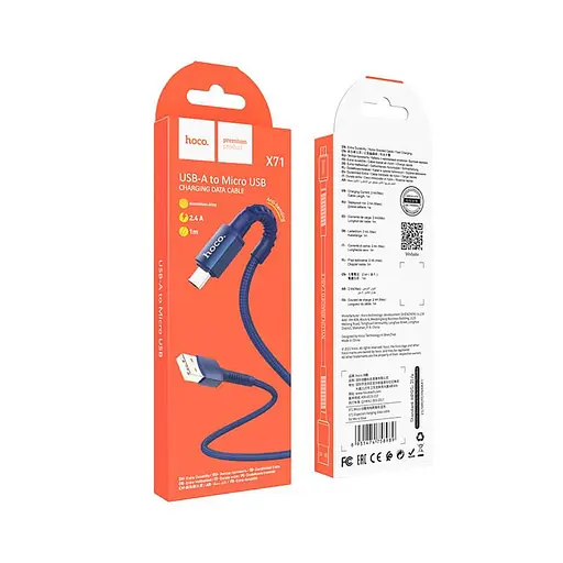 Кабель Hoco Micro USB Especial charging data cable for X71 1 м 2.4A - фото 2