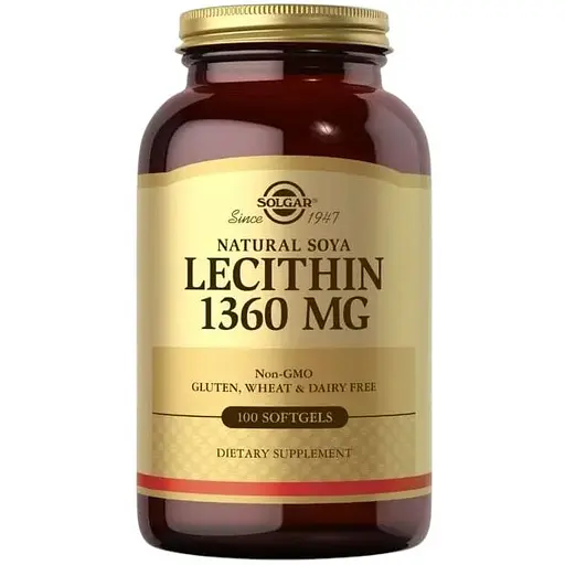 Натуральна добавка Solgar Lecithin 1360 mg, 100 капсул