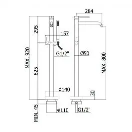 Змішувач для ванни на підлогу Paffoni Light black matt LIG032NO, Чорний матовий - фото 7