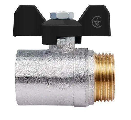 Кран шаровой Thermo Alliance Base 1" ВН прямой, никель, PN30, бабочка SD607W25 - фото 2