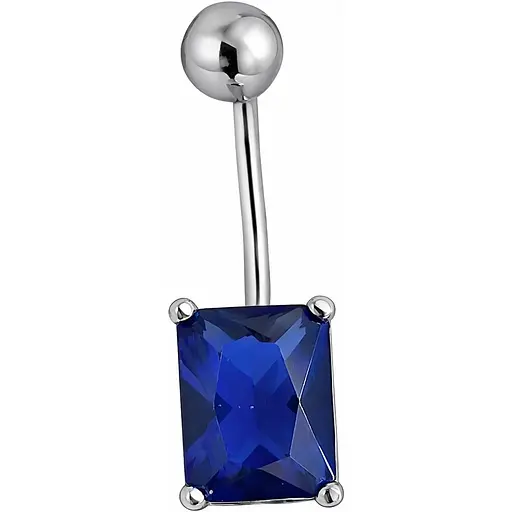 Серебряная серьга для пирсинга пупка с фианитами. 7028.3С - фото 1