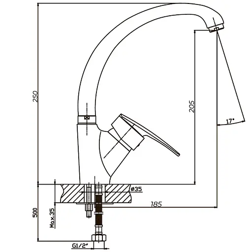 Смеситель для кухни Haiba Agat 011 HB0008 Хром - фото 2