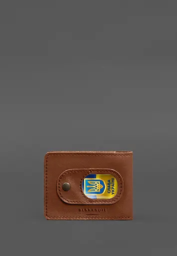 Кожаная обложка для удостоверения участника боевых действий с карманом для жетона светло-коричневая - фото 5