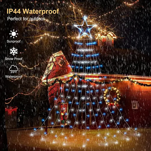 Гирлянды для занавесок, звездные сетевые светильники для деревьев, 335 светодиодов - фото 2