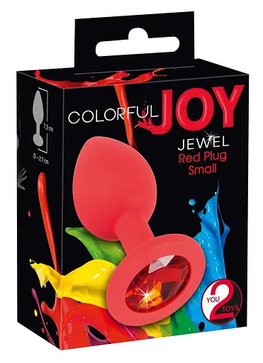 Анальна пробка з кристалом Colorful Joy Jewel Red Plug Small 7.2 см (червоний)