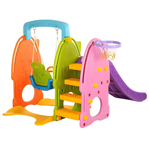 Дитяча гірка-гойдалка BAMBI B0903-4 з баскетбольним кільцем, ш160-в124-д187см, фіолетова - фото 3