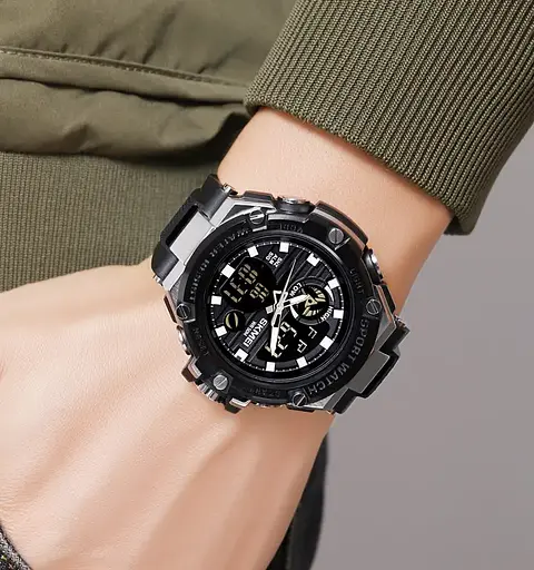 Годинник чоловічий наручний спортивний Skmei 2119 (Чорний з сріблястим) - фото 6