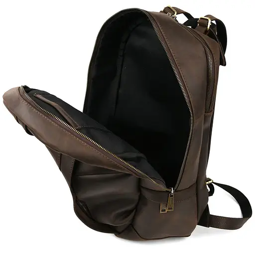 Мужской кожаный городской рюкзак коричневый крейзи хорс TARWA 47х28х18 см sum0028442 - фото 2