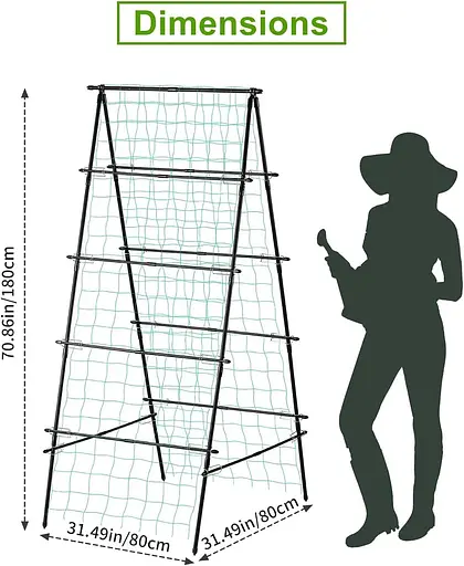 Огіркова решітка Yotoworth для кучерявих рослин, каркас для саду, грати для кімнатних та вуличних овочів, фруктів, чорна - фото 4