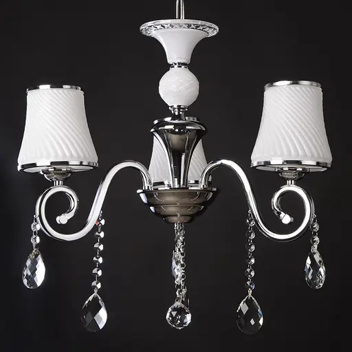 Люстра підвісна Brille кришталева з абажуром E14 40W CH (BCL-384S/3) - фото 3