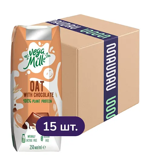 Упаковка вівсяного напою Vega Milk з шоколадом 3.75 л (250 мл х 15 шт.) - фото 1