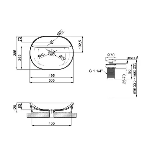 Накладная раковина Mixxus Premium ELLIPSE-0203 с отверстием под смеситель (MP6678) - фото 5