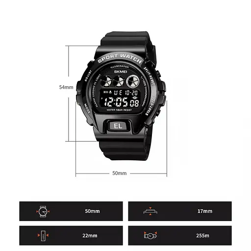 Чоловічий наручний годинник Skmei 1905 Чорний - фото 5
