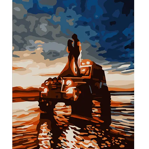 Картина по номерам Strateg ПРЕМИУМ Пара на машине размером 40х50 см (DY306) 4823113842253 - фото 1