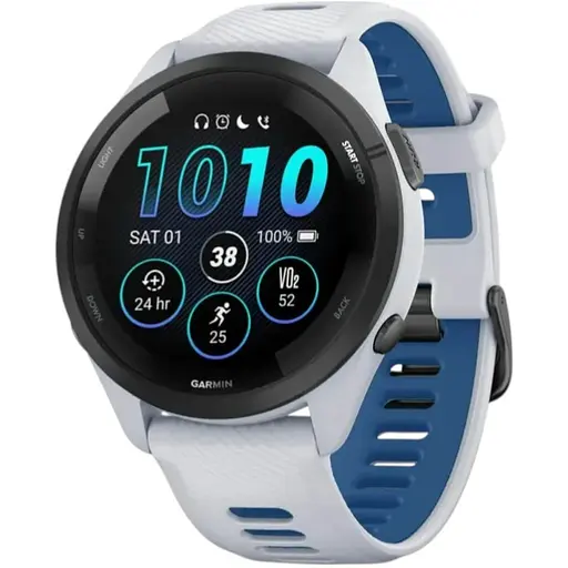 Смарт-часы Garmin Forerunner 265 с белым силиконовым ремешком.