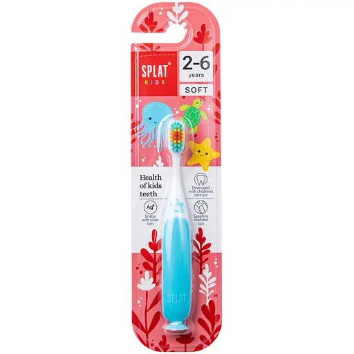 Зубна щітка Splat Kids іноваційна з іонами срібла Soft (м'яка) від 2 років блакитна - фото 1