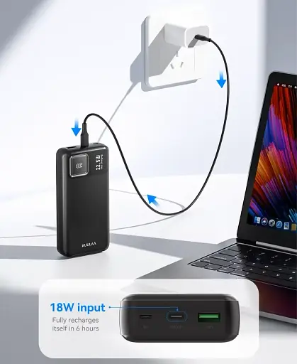 Зовнішній акумулятор Kuulaa RT-20 20000mAh 22.5W Power bank чорний - фото 4