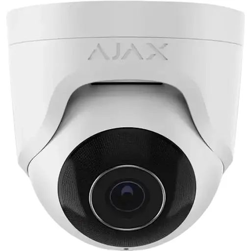 IP-камера Ajax дротова TurretCam, 8мп, 2.8мм, Poe, True WDR, IP 65, ІЧ 35м, аудіо, кут огляду 100° до 110°, купольна, біла
