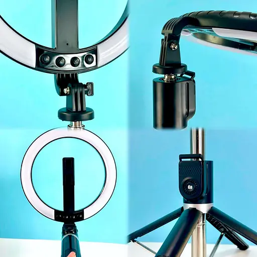 Монопод трипод бездротовий XO PRO Series P220Q LED LAMP AL 2.3 м з Bluetooth-комплексом ДК і лампою Чорний - фото 3