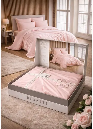 Комплект постільної  білизни євро 200х220  Berratti premium сатин пудровий TC303376123