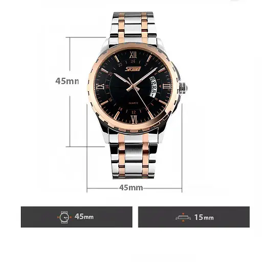 Чоловічий наручний годинник Skmei 9069 Сріблястий з рожевим золотом - фото 5