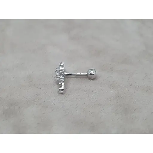 Серебряная серьга для пирсинга хеликса Ирий с фианитами. 40106ШТ - фото 2