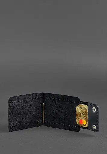 Мужской кожаный портмоне черный 10.0 зажим для денег Crazy Horse - фото 6