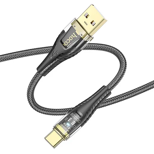 Кабель Hoco U121 с индикатором USB to Type-C 1.2 м черный - фото 1