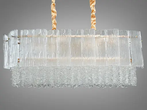 Витончена кришталева люстра овальної форми на 10 ламп, золото - фото 1