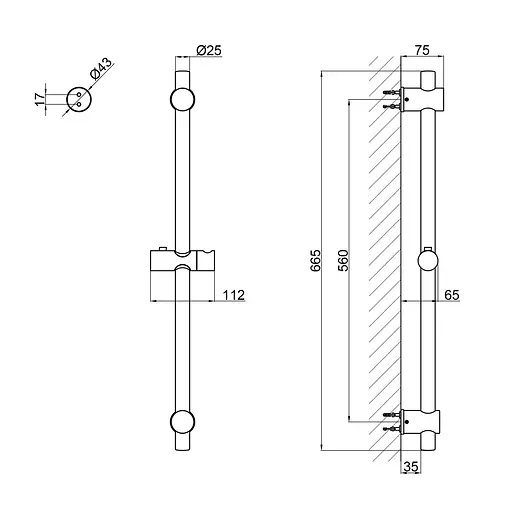 Душевая стойка с держателем универсальная Qtap Lepit 665 мм округлая QTLEP82103OB Black Matt Черный матовый - фото 5